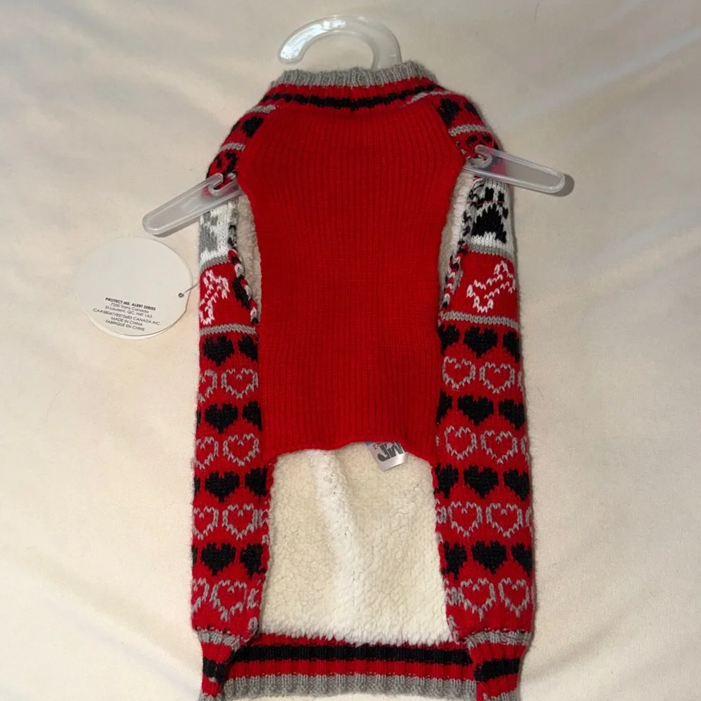 H&M Red and Black Patterned Dog Sweater
